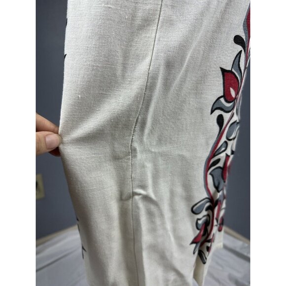 Vtg Royal Miss Fashion Rayon Floral Shift Dress Cream Red Gray Pullover Sz 13-14 - Picture 15 of 16